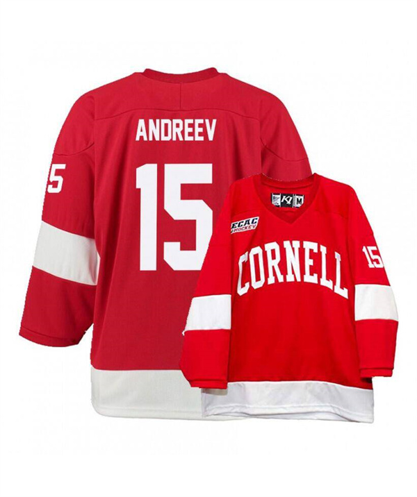 Men's Cornell Big Red Customized Red Stitched Hockey Jersey